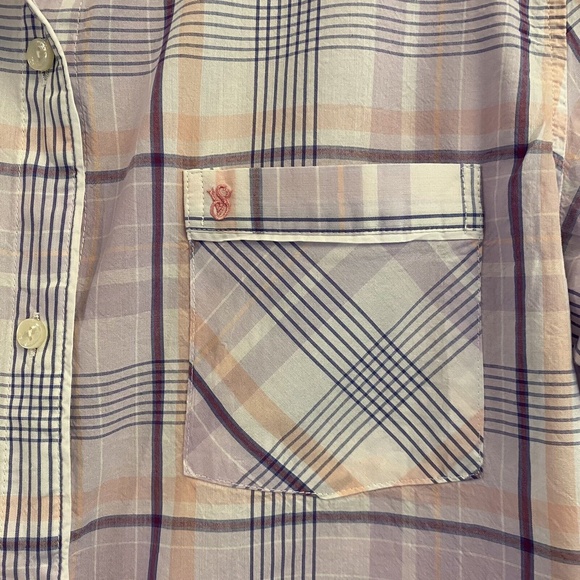 Victoria’s Secret Large pajama top shirt button up plaid Pink/Purple multicolor - Picture 3 of 9